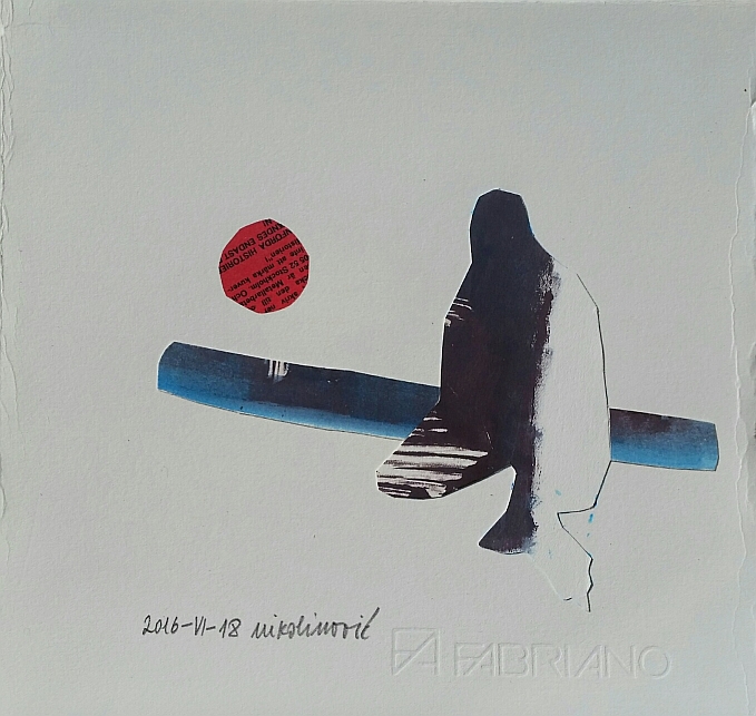 Escaping the Sea Migrant Crisis, cut-out glued on paper, 2016