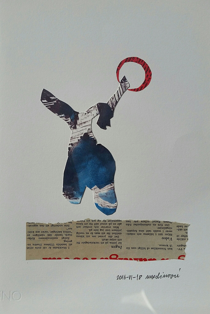 Escaping the Sea Migrant Crisis, cut-out glued on paper, 2016