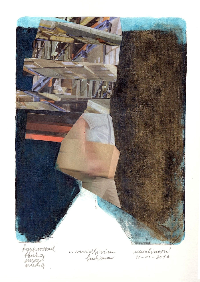 Nevidljivim ljudima, mIxed media on paper, 15 x 20, 2016